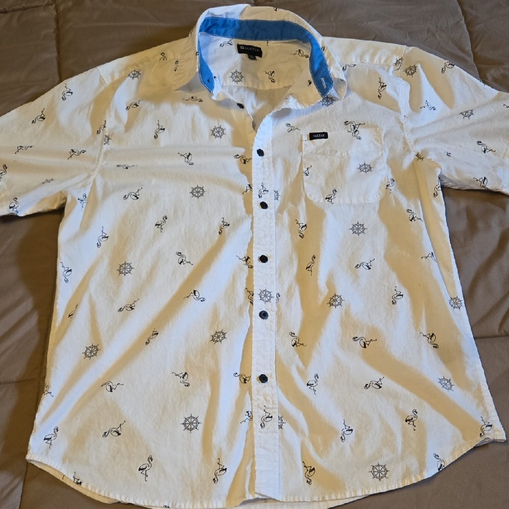 Nautica White Nautical Print Men's Shirt